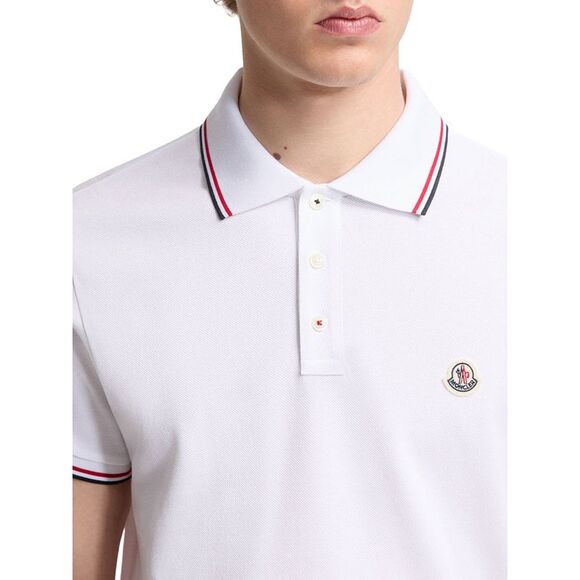 Moncler Men Cotton Piquet Polo Shirt With Tricolor Trim